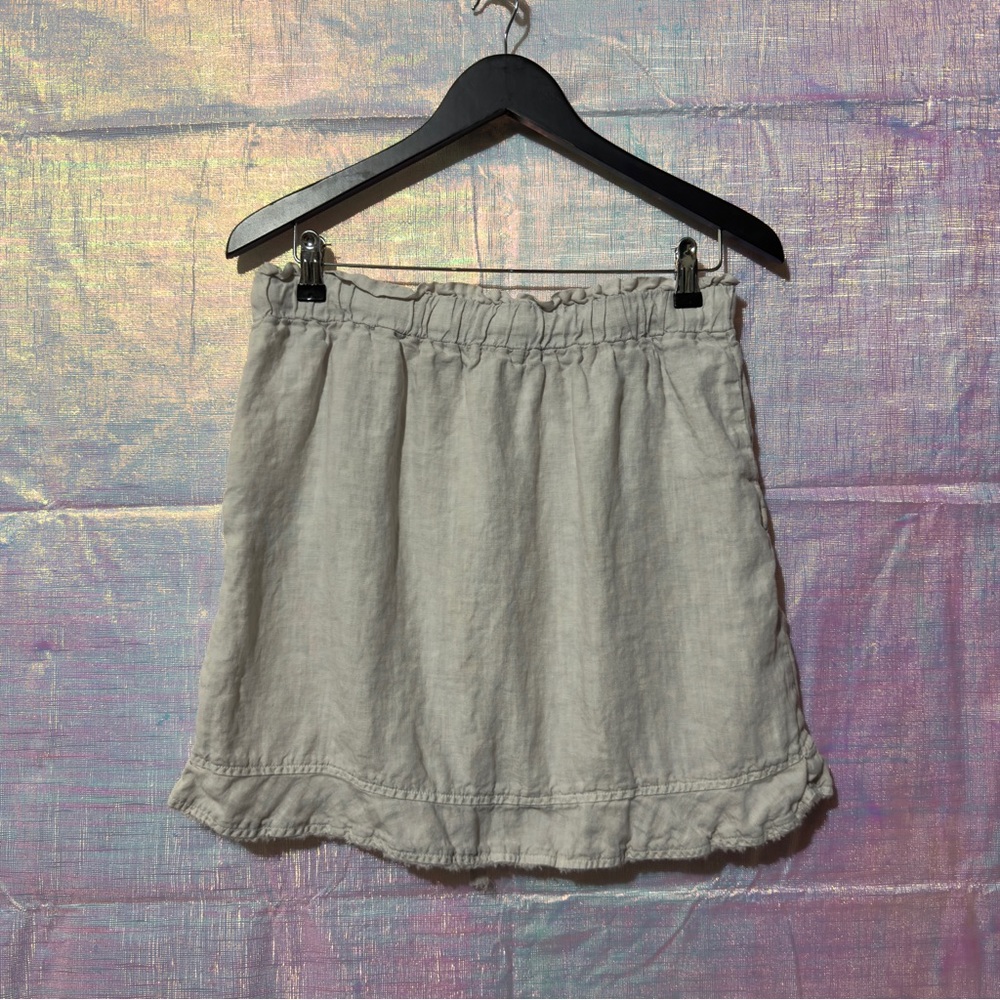 Bella Dahl 100% Linen Drawstring Skirt Cream Women Size M